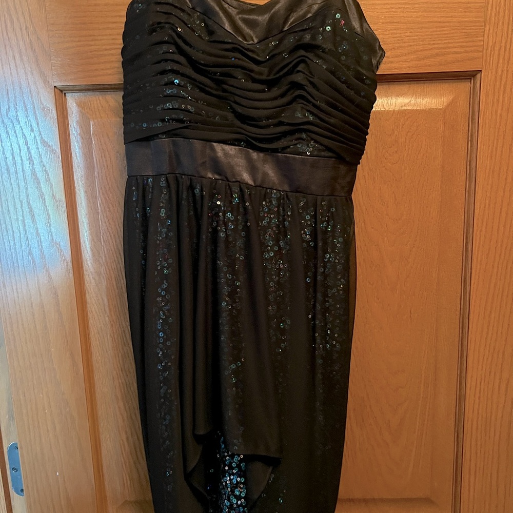 BRAND NEW with tags!! Girls black dress with black & blue sequence